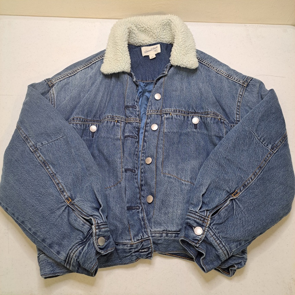 Universal Thread Denim Jacket S Sherpa Collar Quilted Lining Trucker 1978-480